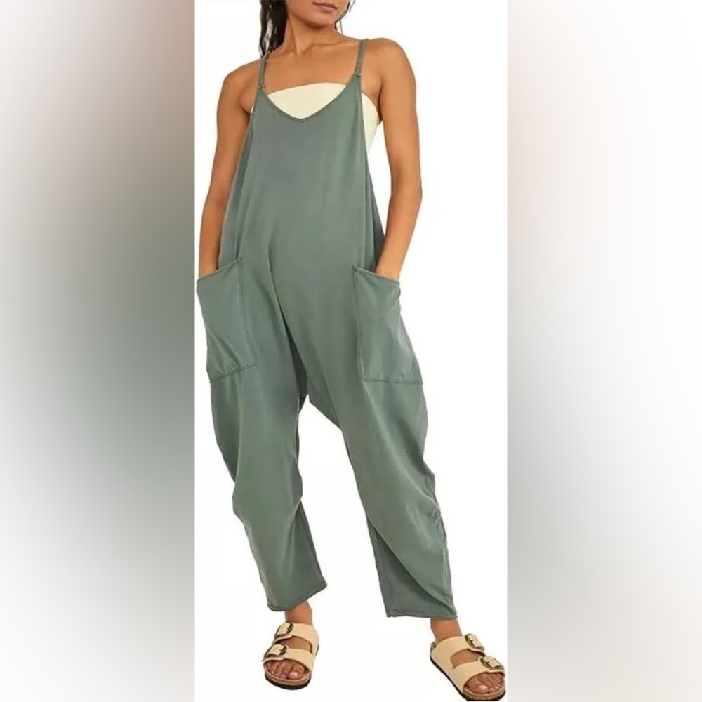 Free People Hot Shot Onesie Jumpsuit; green